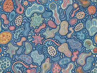 Naklejka premium Abstract Colorful Organic Shapes Seamless Pattern.