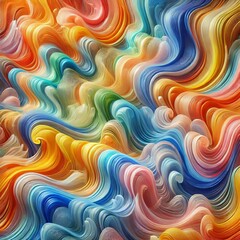 Obraz premium Vibrant colorful wavy abstract background of textured translucent fabric layers 