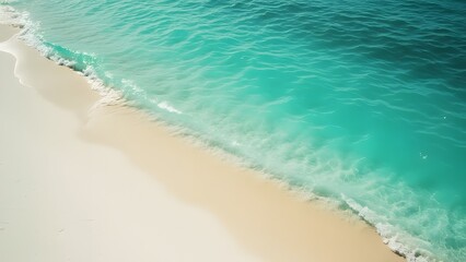Minimalist Golden Beach Scene, Turquoise Water, White Sand, Travel Inspiration