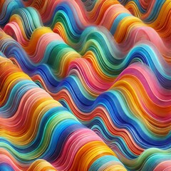 Obraz premium Vibrant colorful wavy abstract background of textured translucent fabric layers 