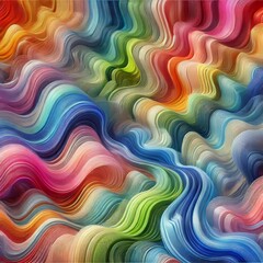 Vibrant colorful wavy abstract background of textured translucent fabric layers
