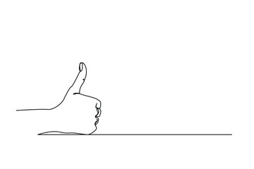 Hand Drawn Continuous Line Art of a Positive Thumbs Up Gesture