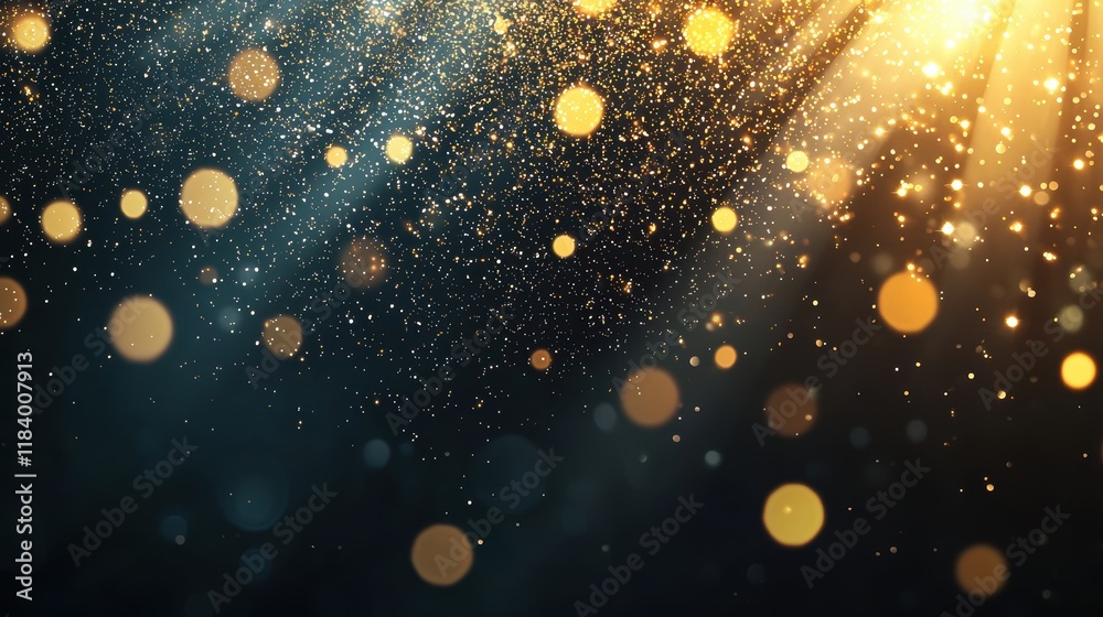 Wall mural a close up shot of golden bokeh lights with a slight swirl effect, adding a dynamic and whimsical fe