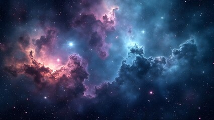 Obraz premium Mystical Silver Nebula, Awe-Inspiring Cosmic Scene with Vibrant Stars and Galaxy Dust