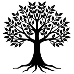 Obraz premium Beautiful tree silhouette vector white background 