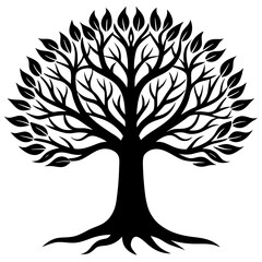Obraz premium Beautiful tree silhouette vector white background 