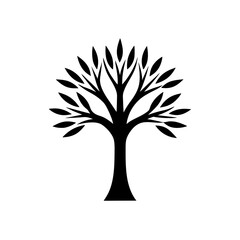 Obraz premium Beautiful tree silhouette vector white background 