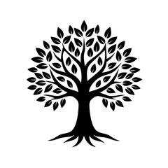 Obraz premium Beautiful tree silhouette vector white background 