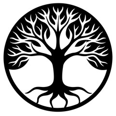 Beautiful tree silhouette vector white background
