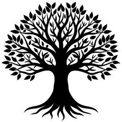 Beautiful tree silhouette vector white background
