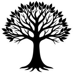 Obraz premium Beautiful tree silhouette vector white background 
