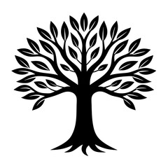 Obraz premium Beautiful tree silhouette vector white background 