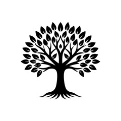 Beautiful tree silhouette vector white background
