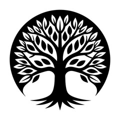 Beautiful tree silhouette vector white background
