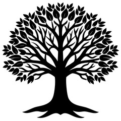 Obraz premium Beautiful tree silhouette vector white background 