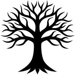 Obraz premium Beautiful tree silhouette vector white background 