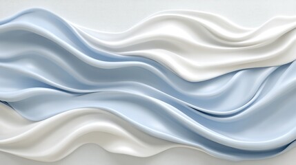 Obraz premium White and blue fabric waves flow on white background, abstract texture, design element