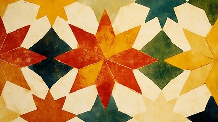 Abstract Geometric Star Pattern Design in Warm Colors