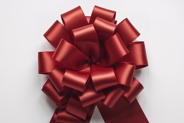 a red ribbon in the shape of a classic bow.