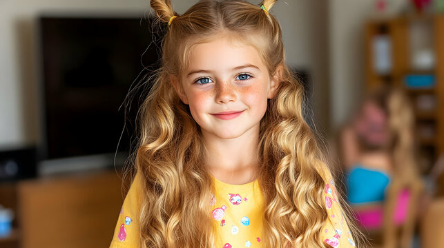 18h WHITE CLEAN LIVING ROOM BACKGROUND, A BEAUTIFUL LONG HAIR BLONDE YOUNG GIRL, watching large TV, 8k hd