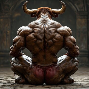 Statue big muscule bull