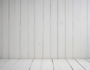 Naklejka premium A whitewashed wooden floor with a seamless wall transition.