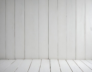 Naklejka premium A whitewashed wooden floor with a seamless wall transition.