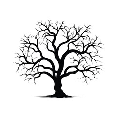 Obraz premium Naked Tree vector silhouette black color