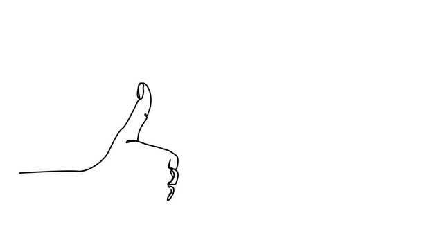 Hand Drawn Continuous Line Art of a Positive Thumbs Up Gesture