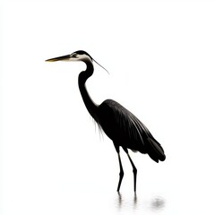 Obraz premium Elegant Black Heron Standing Gracefully on Calm Water Surface