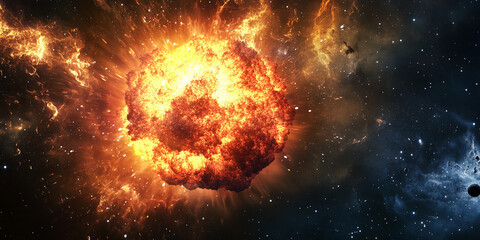 Obraz premium Bright explosion of a star in deep space at night