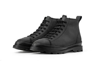 Men's leather ankle boots. Isolated on a white background with clipping path included