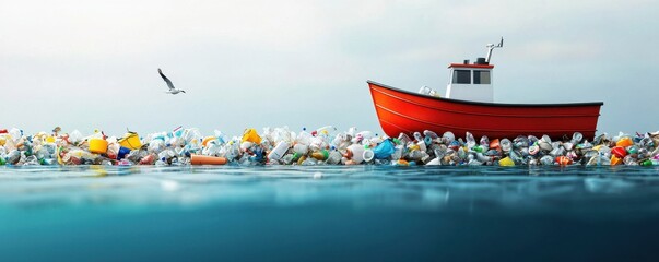 Obraz premium Climate change technology and solutions to ocean pollution