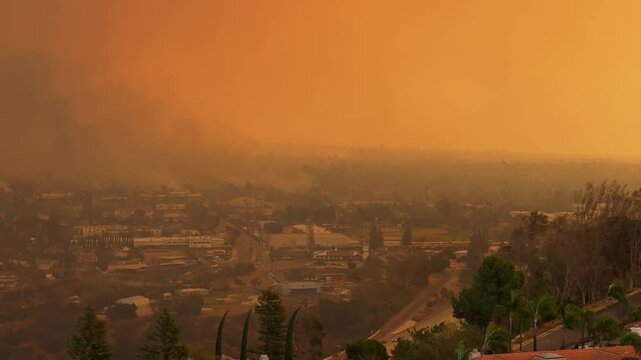 Pasadena Eaton Fire California Smoke Telephoto Pan