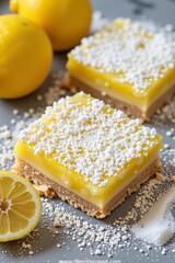 Delicious Lemon Bars with Powdered Sugar Two Squares Fresh Lemons