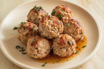 cooked chicken diet meatballs in a plate