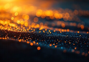Glimmering Water Surface with Bokeh Effect at Sunset, Beautiful Abstract Nature Background