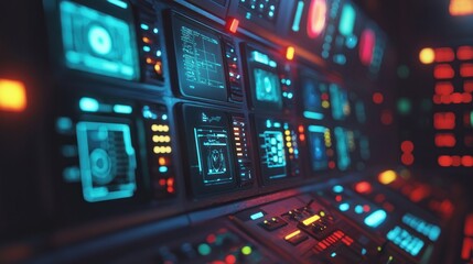 Fototapeta premium Futuristic Control Panel: Sci-Fi Interface Design