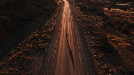 American horizon shot of a single road