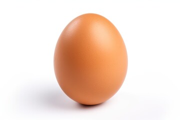 Enhanced close up image of a single brown egg on a white background sharp and clear