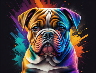 Obraz premium braun blaue Bulldogge