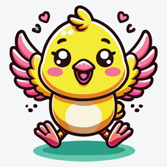 Cute little chick in cartoon style. Happy baby chicken for kids design stock illustration