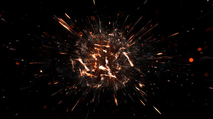 Firework explosion burst cosmis dust on black background galaxy birth