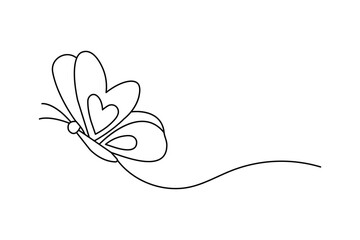 Continuous single line art drawing of butterfly design isolated outline vector icon
  
