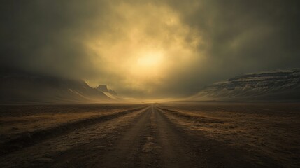 American horizon shot of a single road