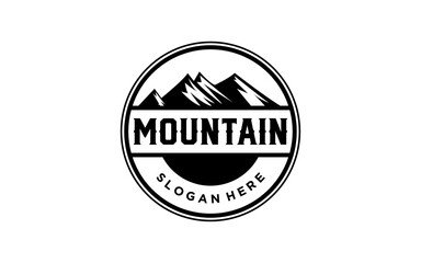 Mountain illustration emblem logo design