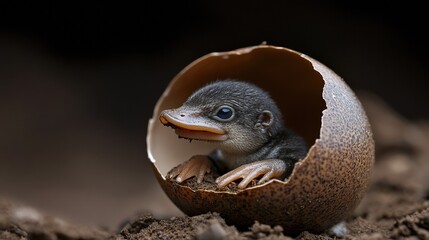 Obraz premium A baby platypus hatching from its egg