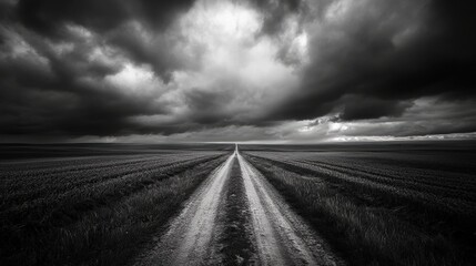 American horizon shot of a single road