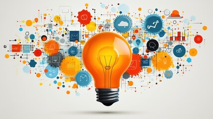 Bright Idea Innovation, Network, Strategy,  Background,  Abstract, Business, Concept