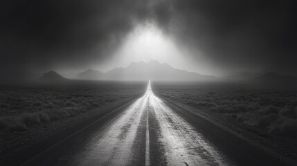 American horizon shot of a single road